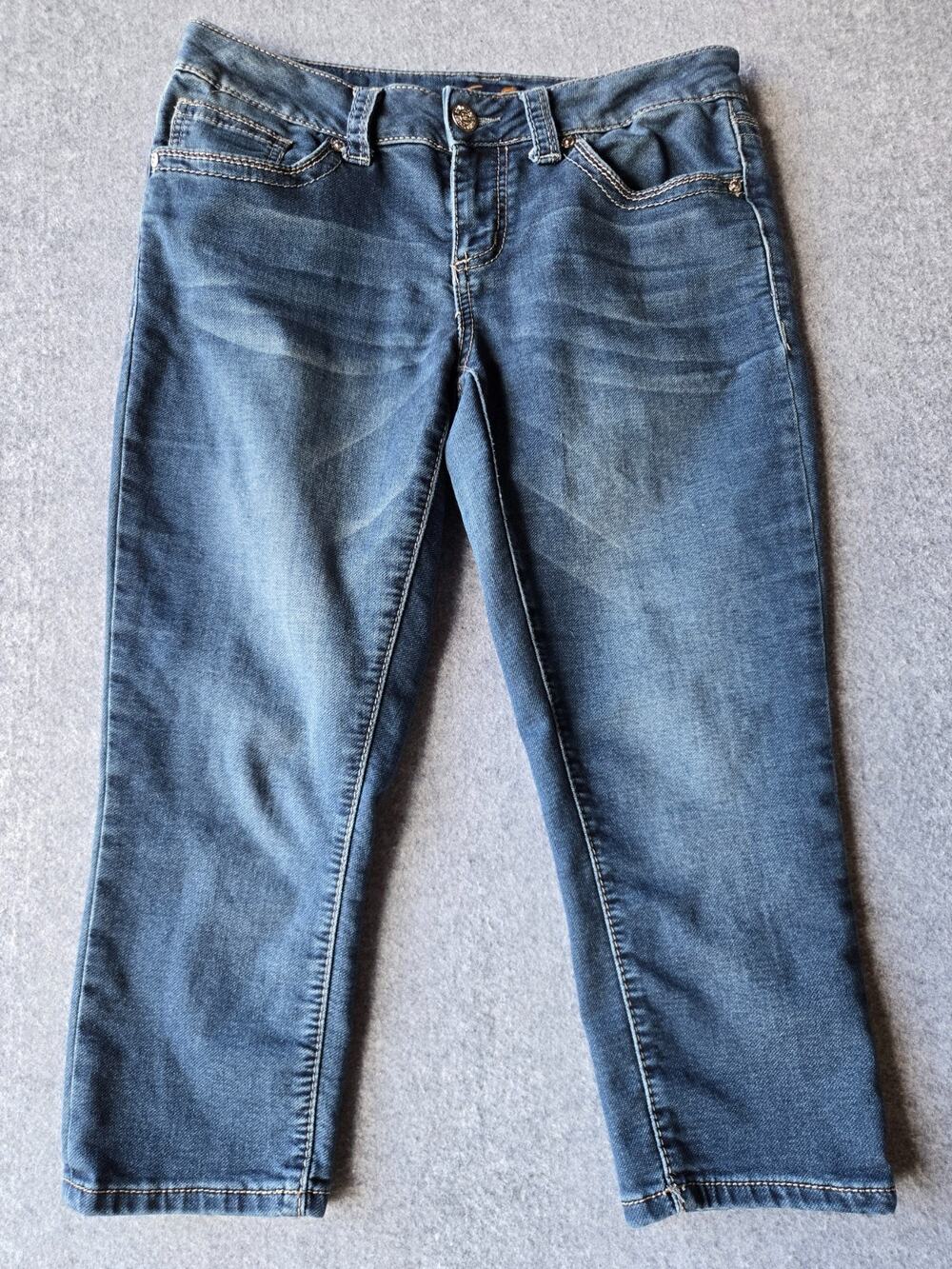Seven7 Women's Capri Jeans Med Blue Wash Stretch Low Rise Size 8 (32"x21")